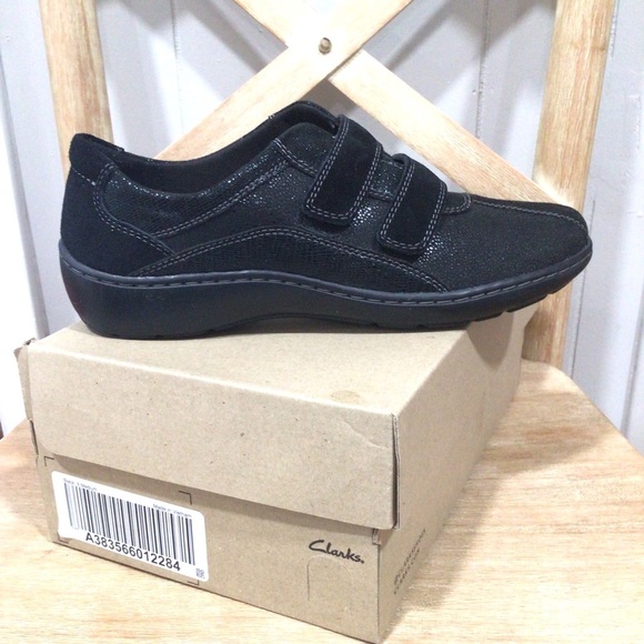 Clarks Womens Cora Dream Leather Black Comfort Sneakers Size 8 - Picture 2 of 9